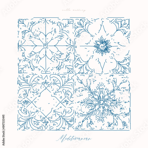 Arabesque decoration tiles, Arabic motif, Mediterranean ornament 