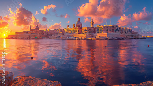 Valletta, Malta city skyline created with Generative AI technology