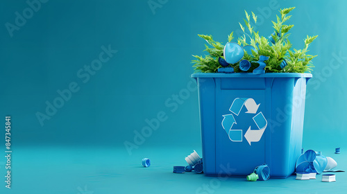 Banner for the main page of the site with a realistic recycling icon. The problem of ecology, waste recycling, waste disposal, reusable use, recyclables use, consumer culture, safe a planet