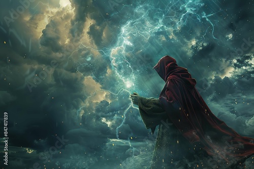 sorcerer conjuring a storm