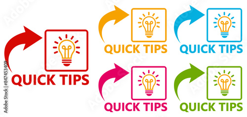 Set collections quick tips trendy colorful icon sign. Helpful tricks labels design template Vector illustration