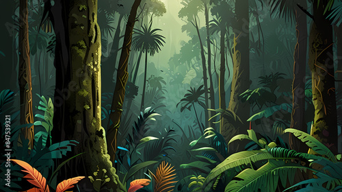 Background illustration a vibrant and detailed tropical forest