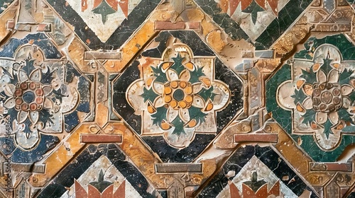 Byzantine mosaics abstract Islamic tilework background