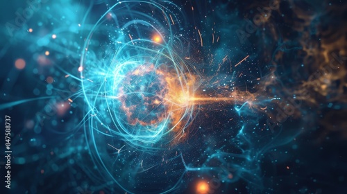 Subatomic particles quantum environments abstract background