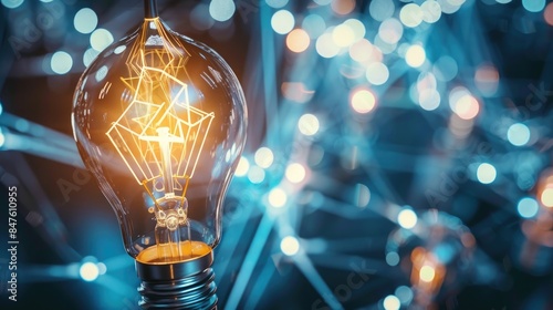 Innovation and Technology glowing light bulb with a beautiful bokeh background, creating a visually striking and inspirational effect