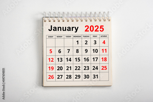 January 2025. Resolution, strategy, solution, goal, business and holidays. Date - month January 2025. Page of annual monthly calendar January 2025