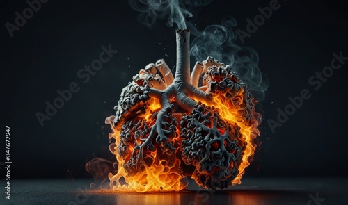 The poison of cigarettes. Burning lungs