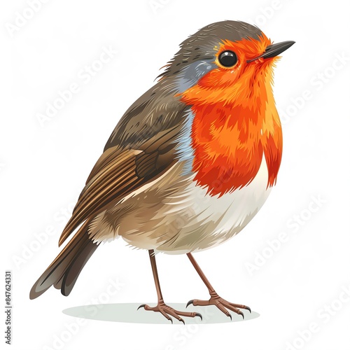 A robin clipart, bird element, vector illustration, redbreasted, isolated on white background