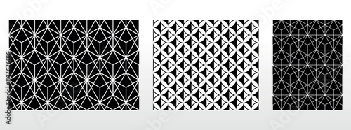 Geometric set of seamless black and white patterns. Simple vector graphics.