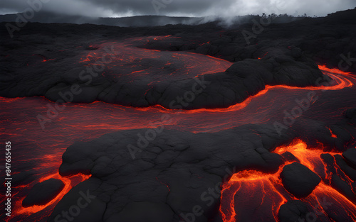 Lava flow on the slopes of Kilauea, Hawaii