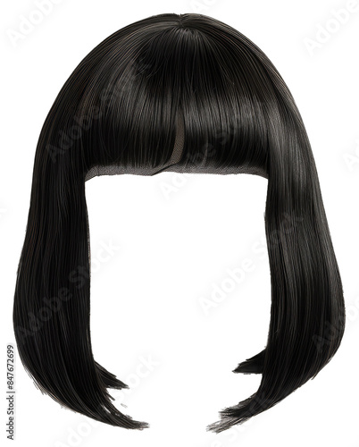 Blunt Bob Wig. Isolated on a Transparent Background. Cutout PNG.