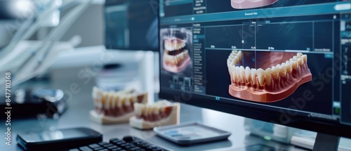 3D printed dental prosthetics on a digital interface, tele dentistry innovation, high-tech healthcare solution