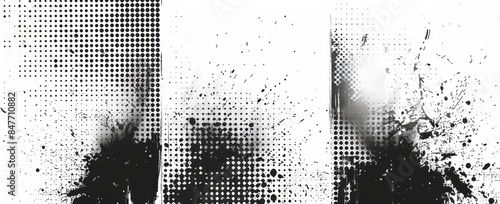 Design element for brochure, social media, posters, flyers. Overlay texture.Treated banner with distress effect.Modern halftone dots. Screen print texture.