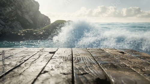 Rugged coastline kissed by crashing waves background