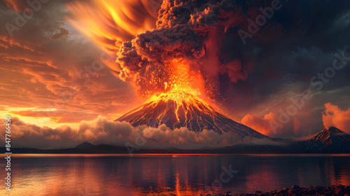 Volcano lava erupting. Volcano magma erupting