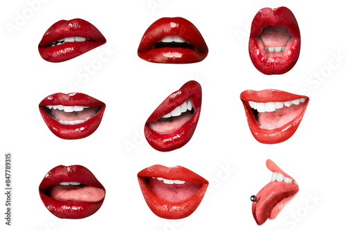 PNG red lips expression flirty Valentine’s day collection