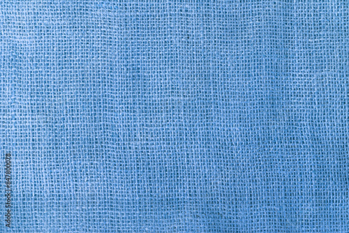 texture fabric burlap for sewing blue background color macro