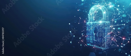 Abstract data security, digital privacy in AI technology