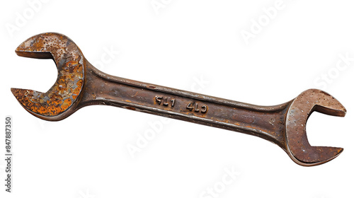 Old wrench isolated on transparent background