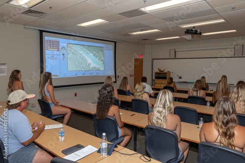 Students Attend a Coastal Mapping Presentation in a Classroom Setting