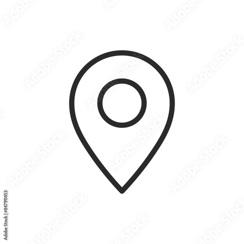 Location pin, linear style icon. specific geographic location or point of interest. Editable stroke width