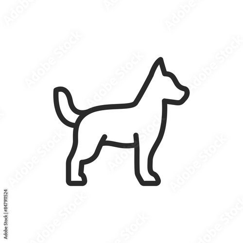 Dog, linear style icon. Editable stroke width