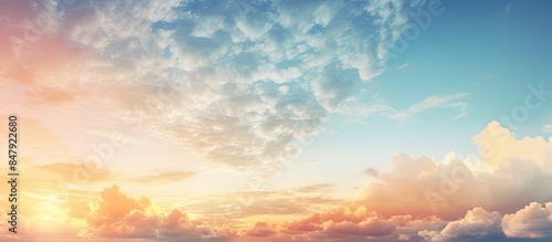 Sunset sky background with tiny clouds sunrise or sunset sky background. Creative banner. Copyspace image