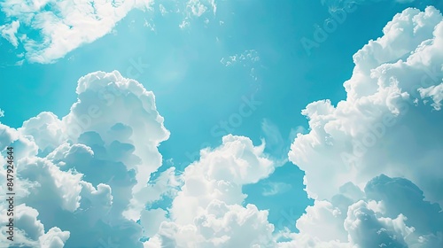 Blue sky background with tiny clouds. White Cloud scape and blue sky