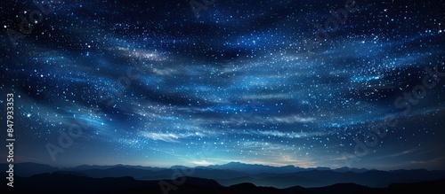 An image of a star trails background. Creative banner. Copyspace image
