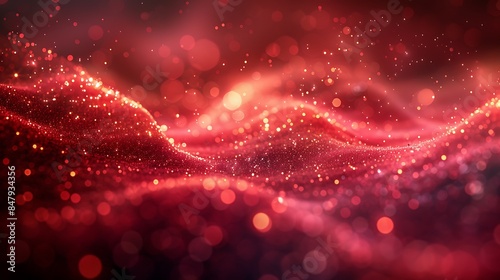 luminous dust on a solid garnet red background