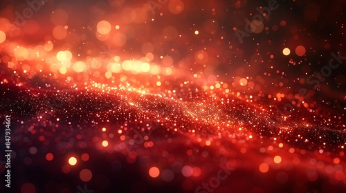 luminous dust on a solid garnet red background