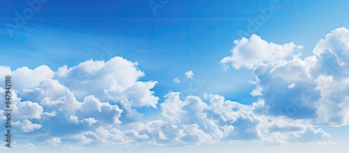 blue sky and beautiful cloud from nature with blur background. Creative banner. Copyspace image
