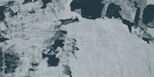 Rubbed aged texture with a halftone raster pattern. Monochrome noise of dust or dirt, printing errors for overlay in grunge technique.