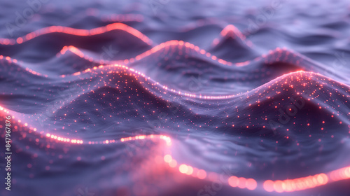 Close-up of purple wave with bright red light streaks