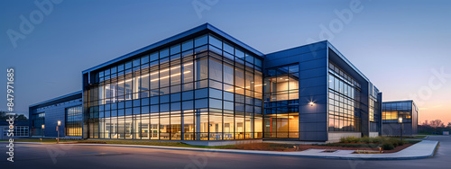 Modern Industrial Facility at Dusk