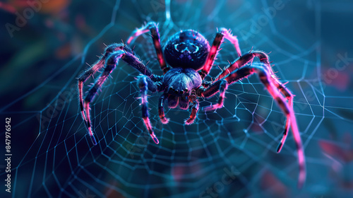 3d Cartoon Spider Spinning Web