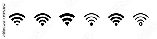 Wi-Fi icon set. Network symbol. Wireless connection vector illustration. Wi-Fi signal sign. Hotspot pictogram.