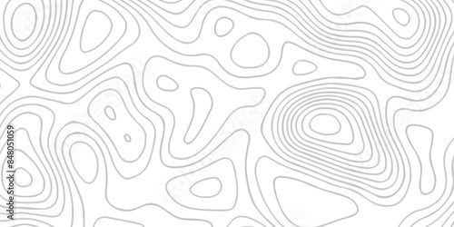 Topographic map background geographic line map with seamless ornament design. The black on white contours topography stylized height of the lines map.