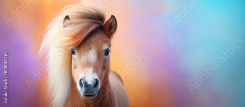Little painted shetland pony. Creative banner. Copyspace image