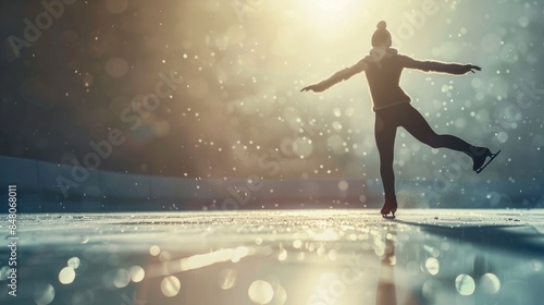A person skates in the rain with arms outstretched, capturing a moment of joy and freedom