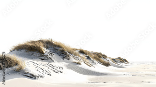 a mesmerizing scene on a texel, netherlands sand dune as waves peacefully wash over its slopes isolated on white background, detailed, png