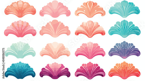 Scalloped edge collection. Clipart image isolated o