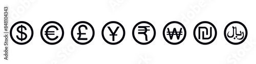 Currency logo. World Currency symbols.