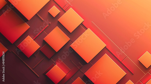 Orange and Garnet square shape background presentation design
