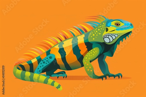 Colorful flat vector iguana