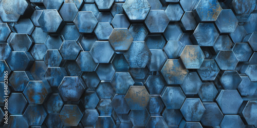 Abstract hexagonal blue pattern
