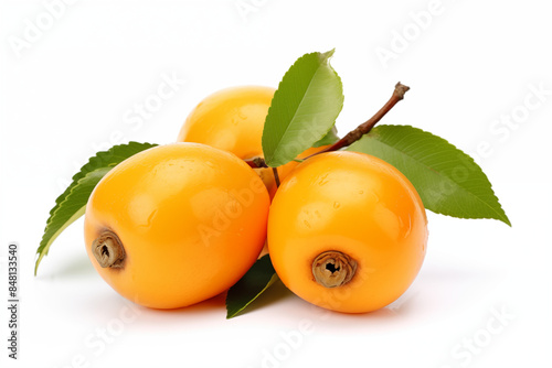photo of a fresh loquat fruit isolated on white background 