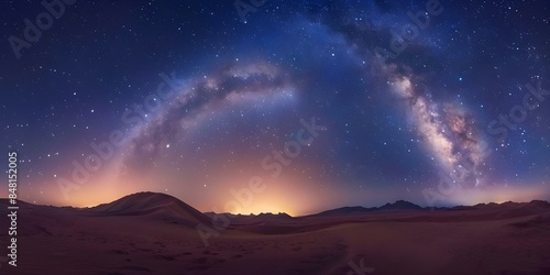 Milky Way arching over desert with Earths zodiacal light in predawn sky. Concept Astrophotography, Astronomy, Night Sky, Desert Landscapes, Zodiacal Light