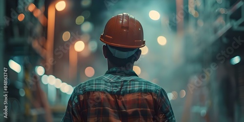 Construction worker rights violated through forced labor exploitation and intimidation in modern slavery. Concept Construction worker rights, Forced labor, Exploitation, Modern slavery, Intimidation