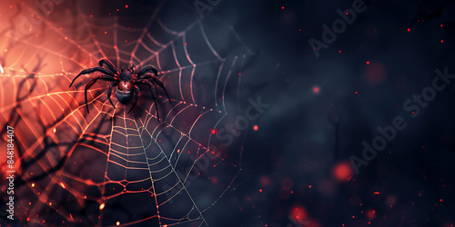 Spider web background, Happy Halloween - Ai Generated